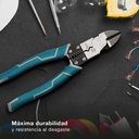 Alicate de corte diagonal 200mm con pelacables y crimpadora