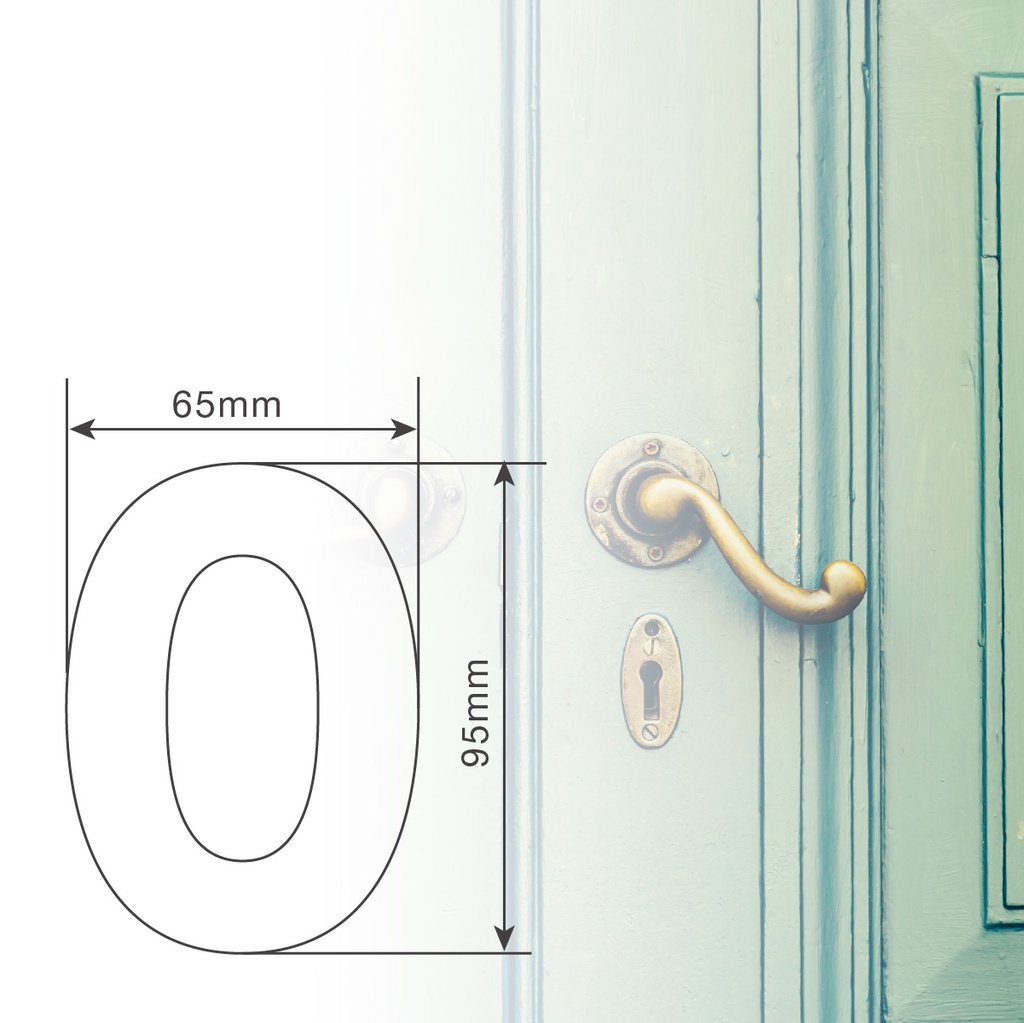 Número puerta 0 acero inoxidable con adhesivo