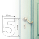 Número puerta 5 acero inoxidable con adhesivo