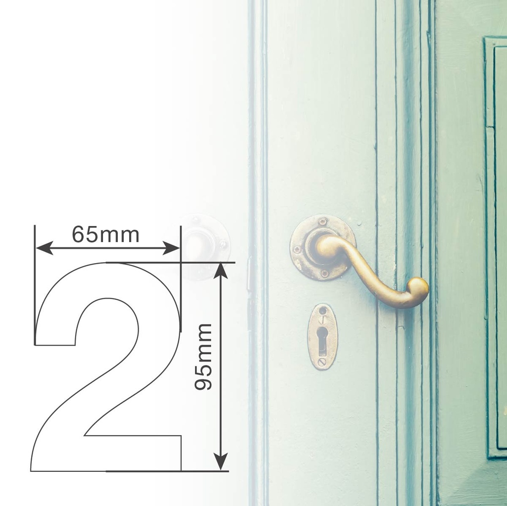 Número puerta 2 acero inoxidable con adhesivo