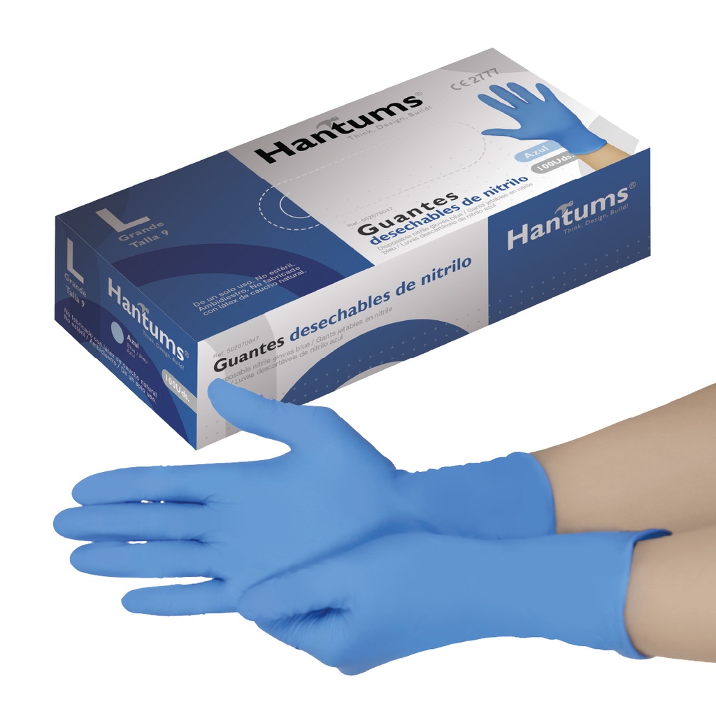 Caja 100 guantes desechables de nitrilo Azul - Talla L