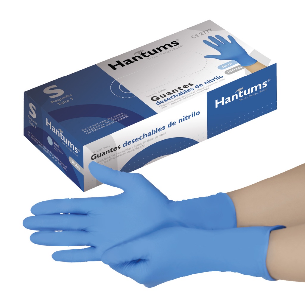 Caja 100 guantes desechables de nitrilo Azul - Talla S