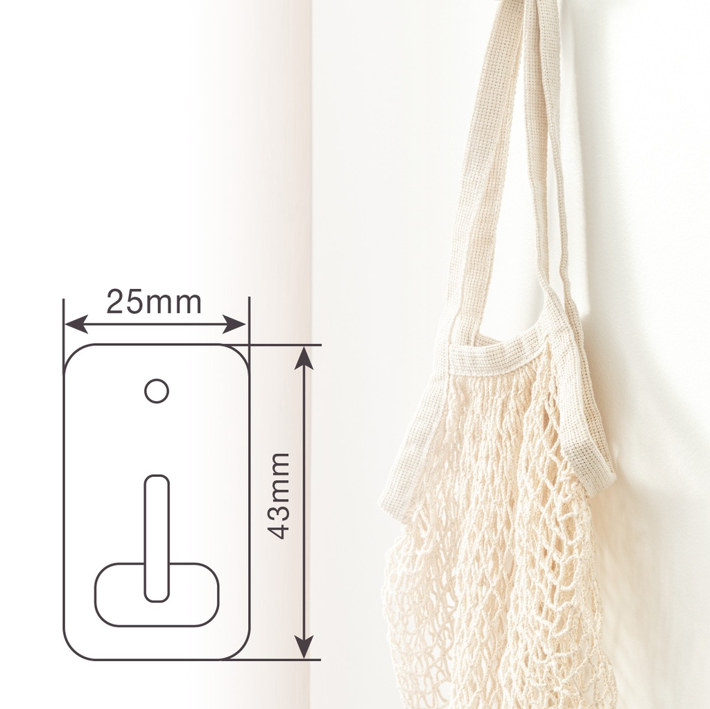 Pack 3 Perchas medianas adhesivas 26x43mm Blancas