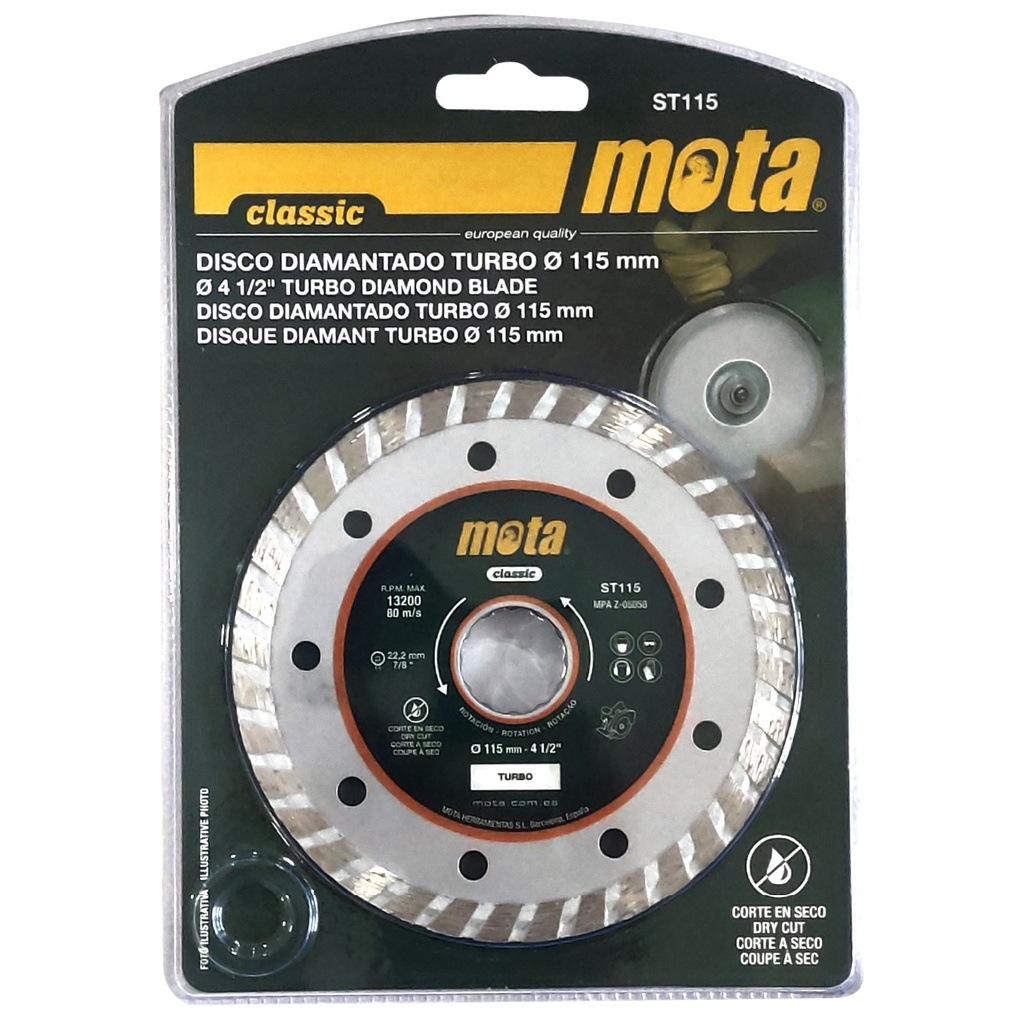 Disco de diamante corte en seco 115mm