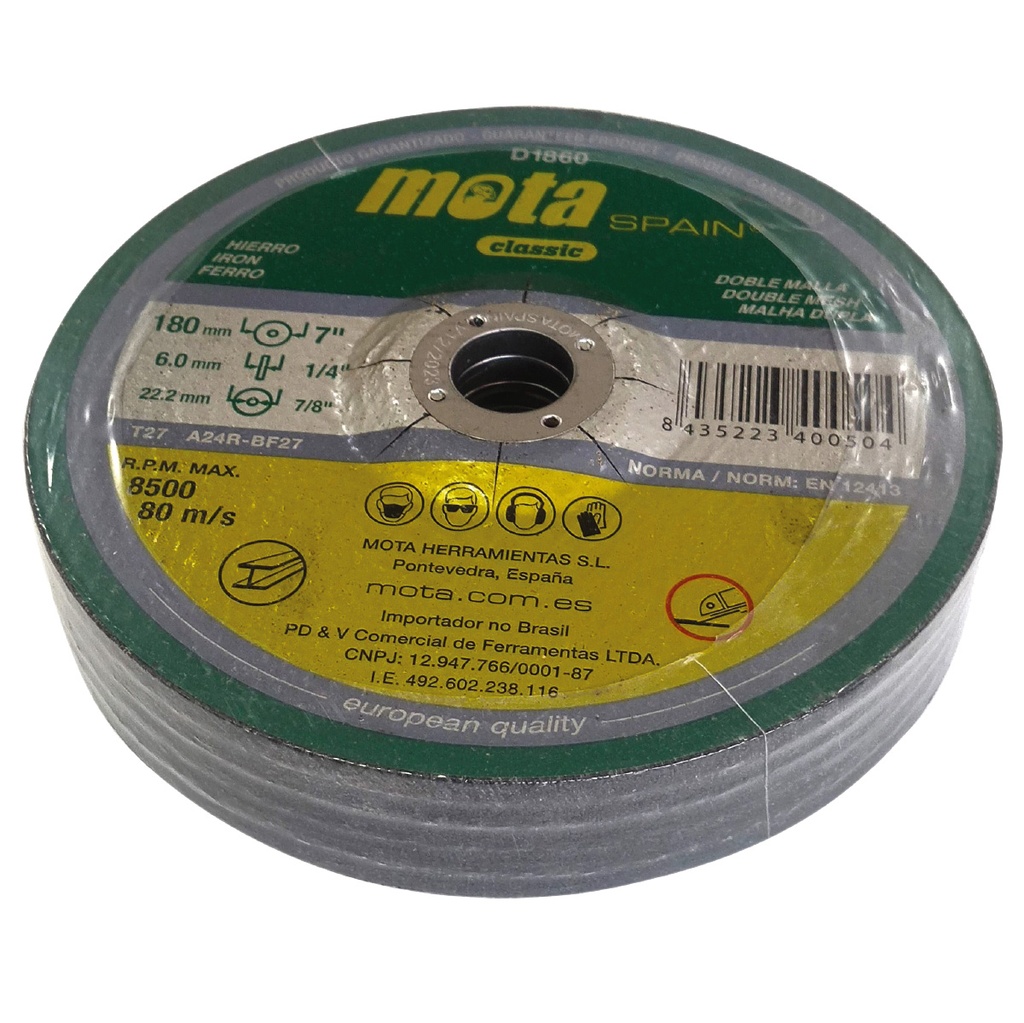 Pack 5 discos de desbaste 180x6x22.23mm