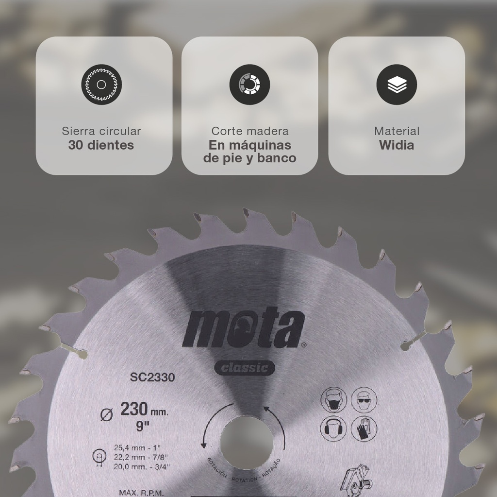 Sierra circular widia 230mm 30 dientes
