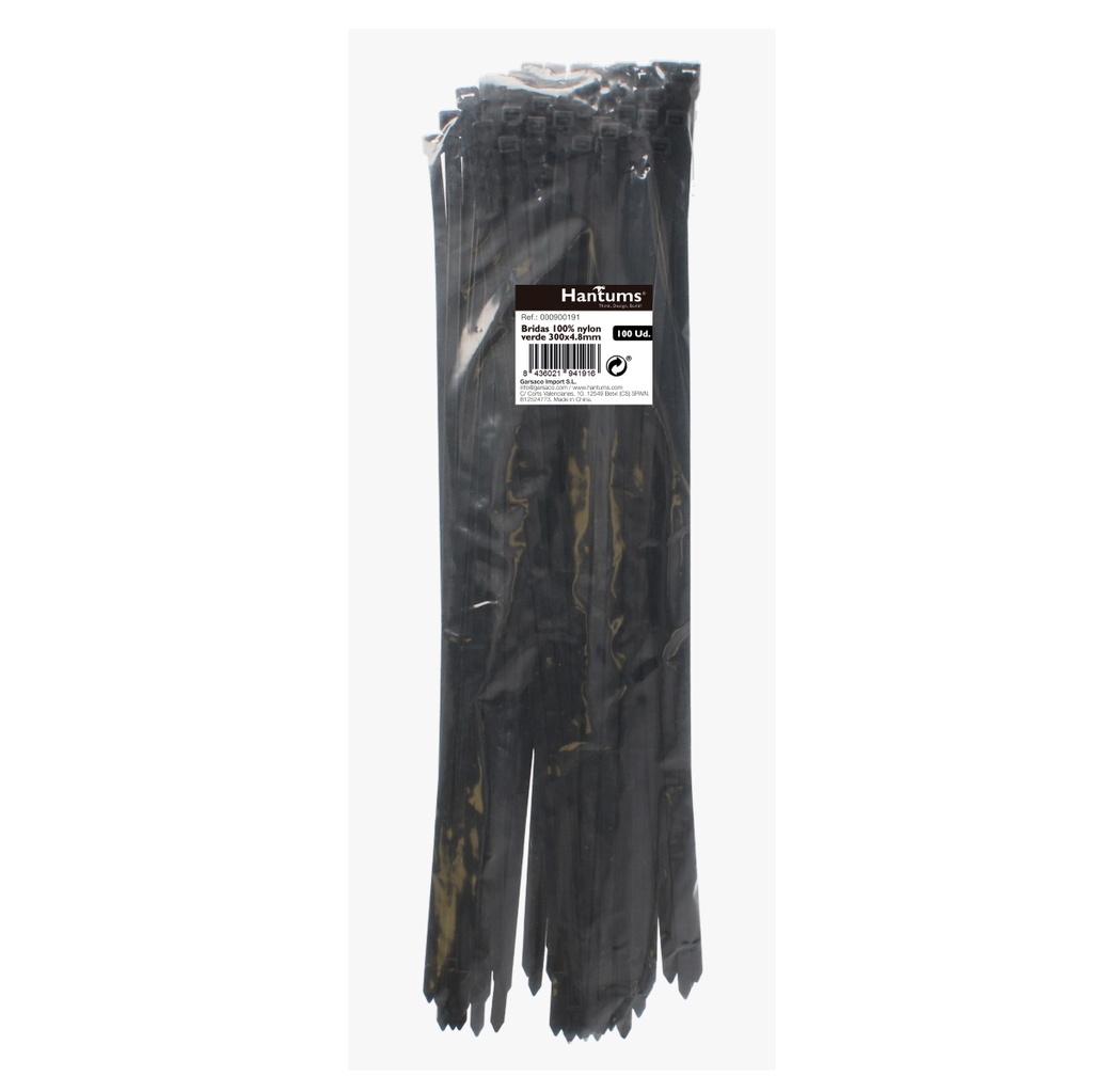 Bolsa 100u bridas 100% nylon 300x4.8mm Negro