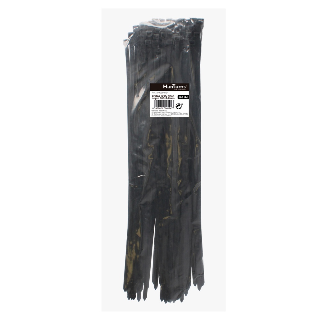 Bolsa 100u bridas 100% nylon 300x7.6mm Negro