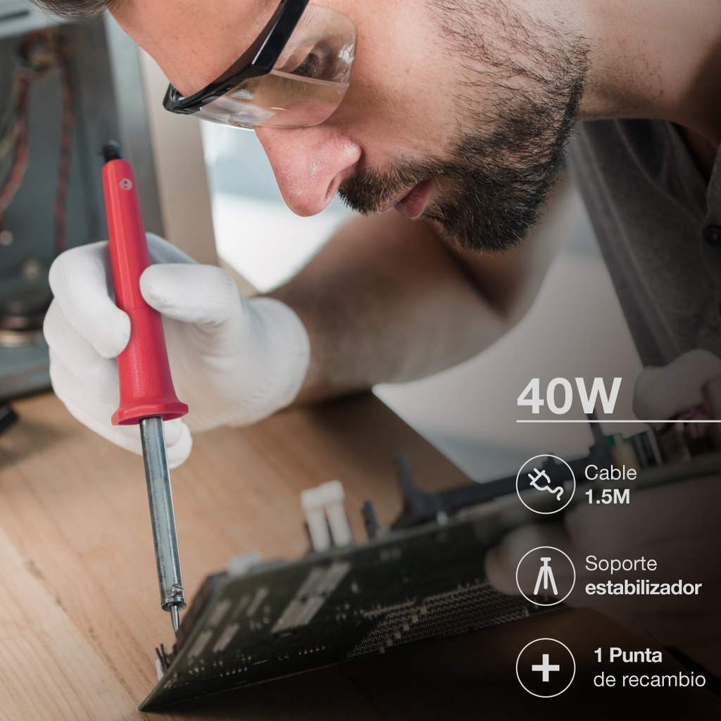 Soldador eléctrico estaño 230V 40W - Blíster