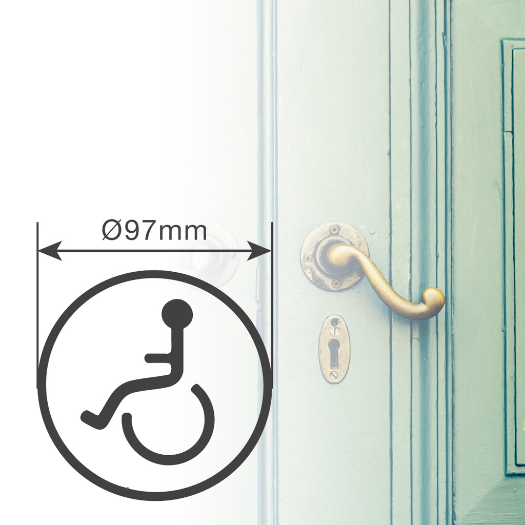 Símbolo baño adhesivo minusválido Ø97mm
