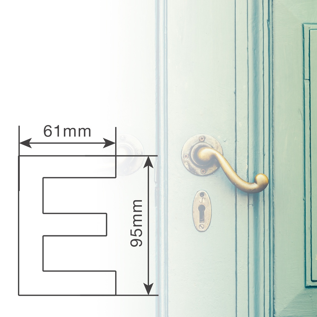 Letra puerta E acero inoxidable con adhesivo