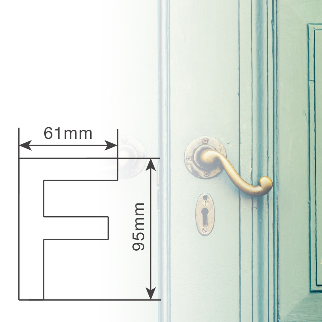 Letra puerta F acero inoxidable con adhesivo