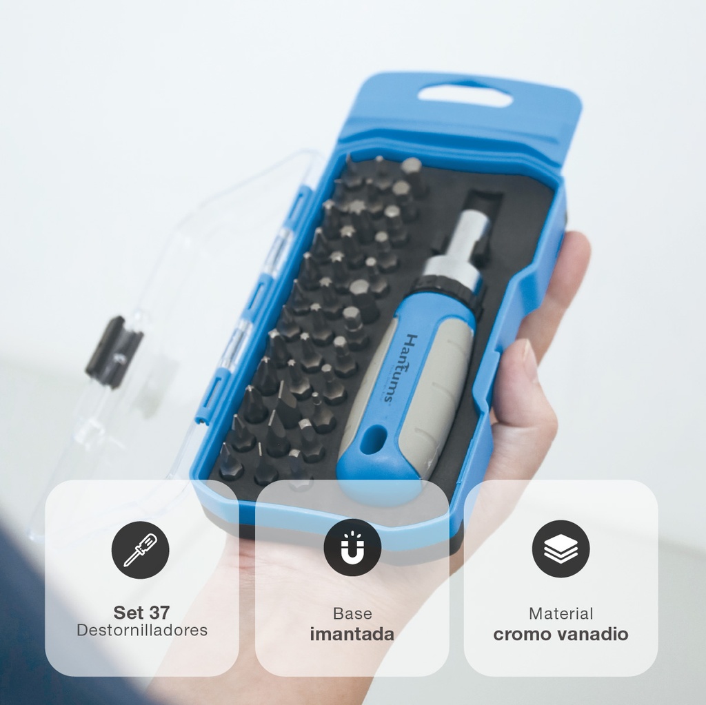 Set 37 piezas destornilladores de precisión con carraca