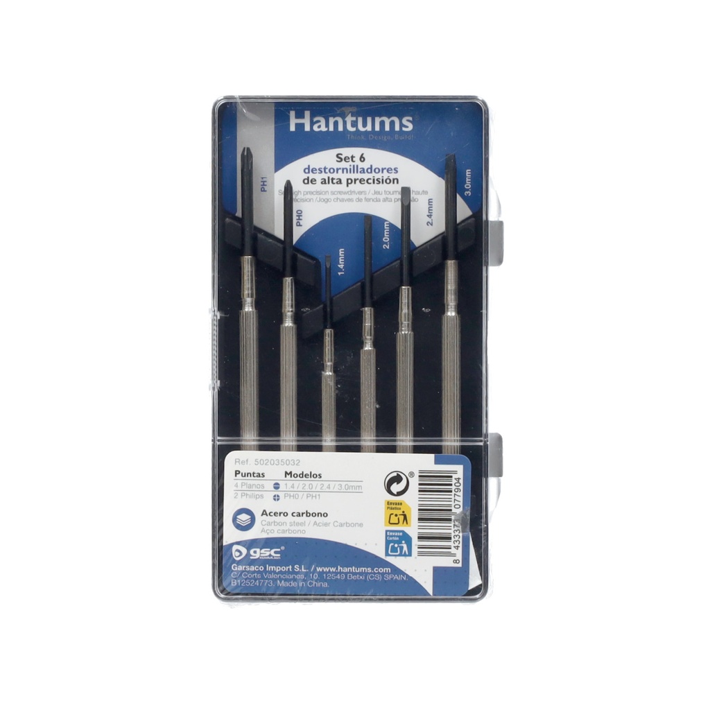 Set 6 destornilladores de alta precisión - 4 planos y 2 phillips
