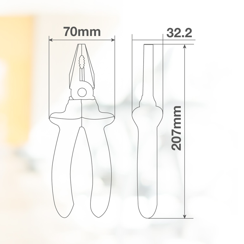Alicate universal con mango aislante 200mm