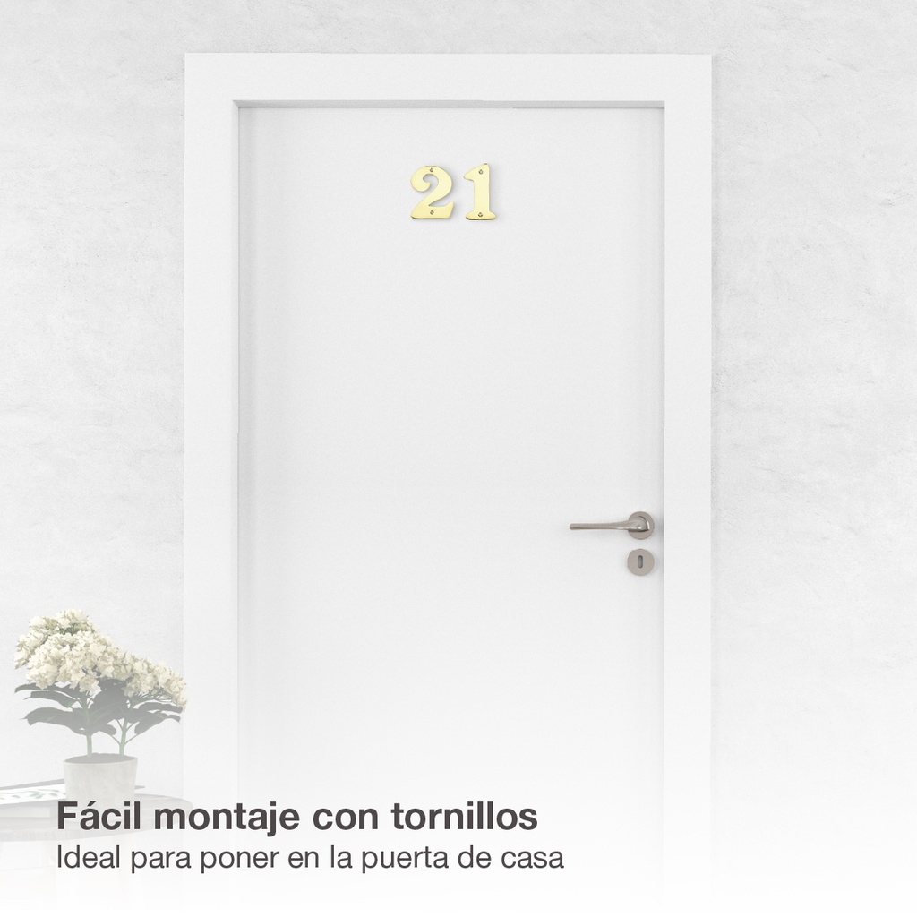 Número puerta 1 acero inoxidable con tornillo