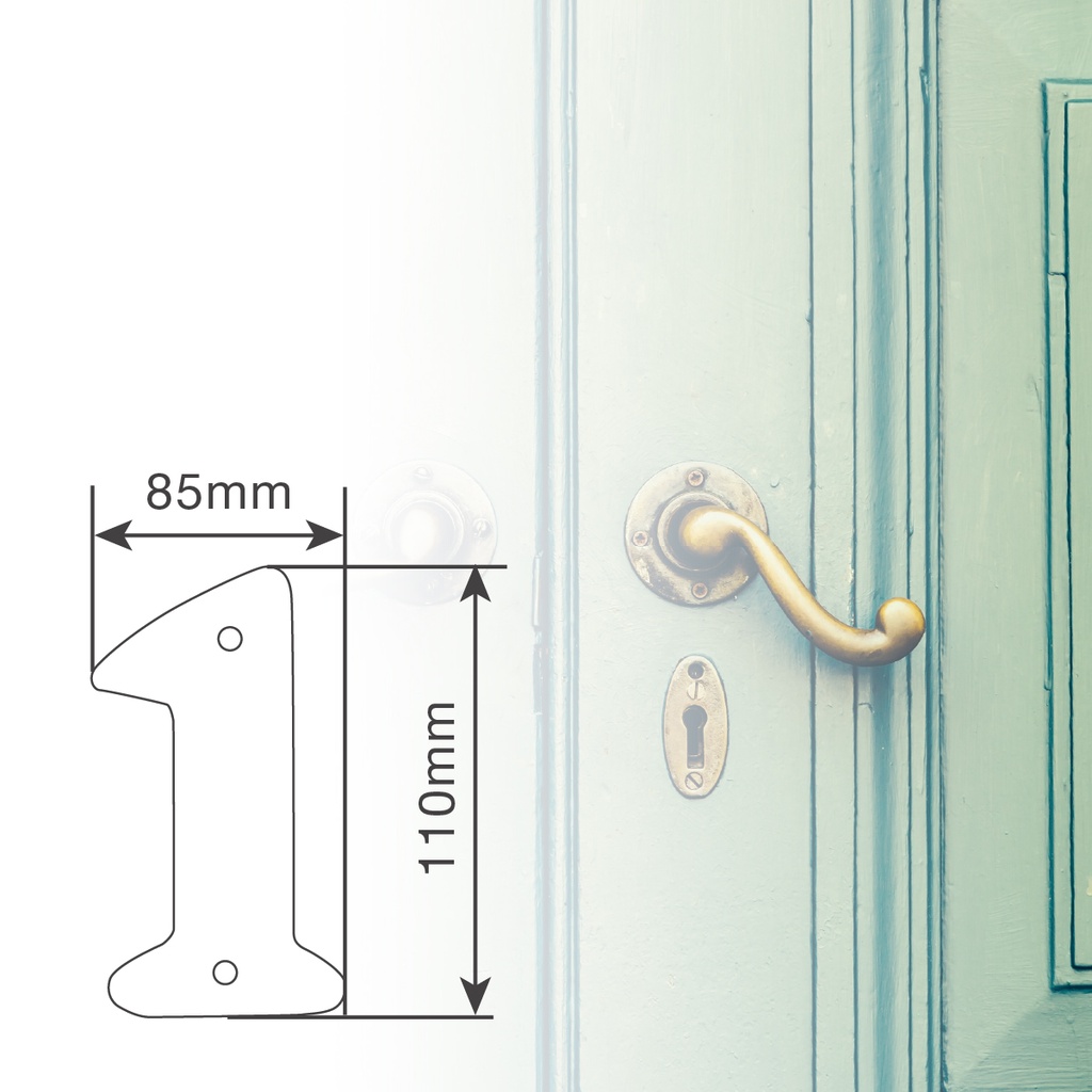 Número puerta 1 acero inoxidable con tornillo