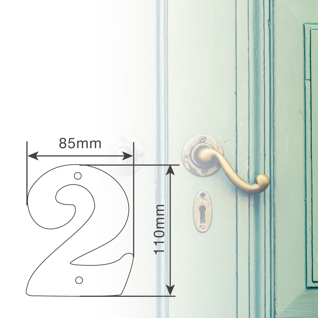 Número puerta 2 acero inoxidable con tornillo