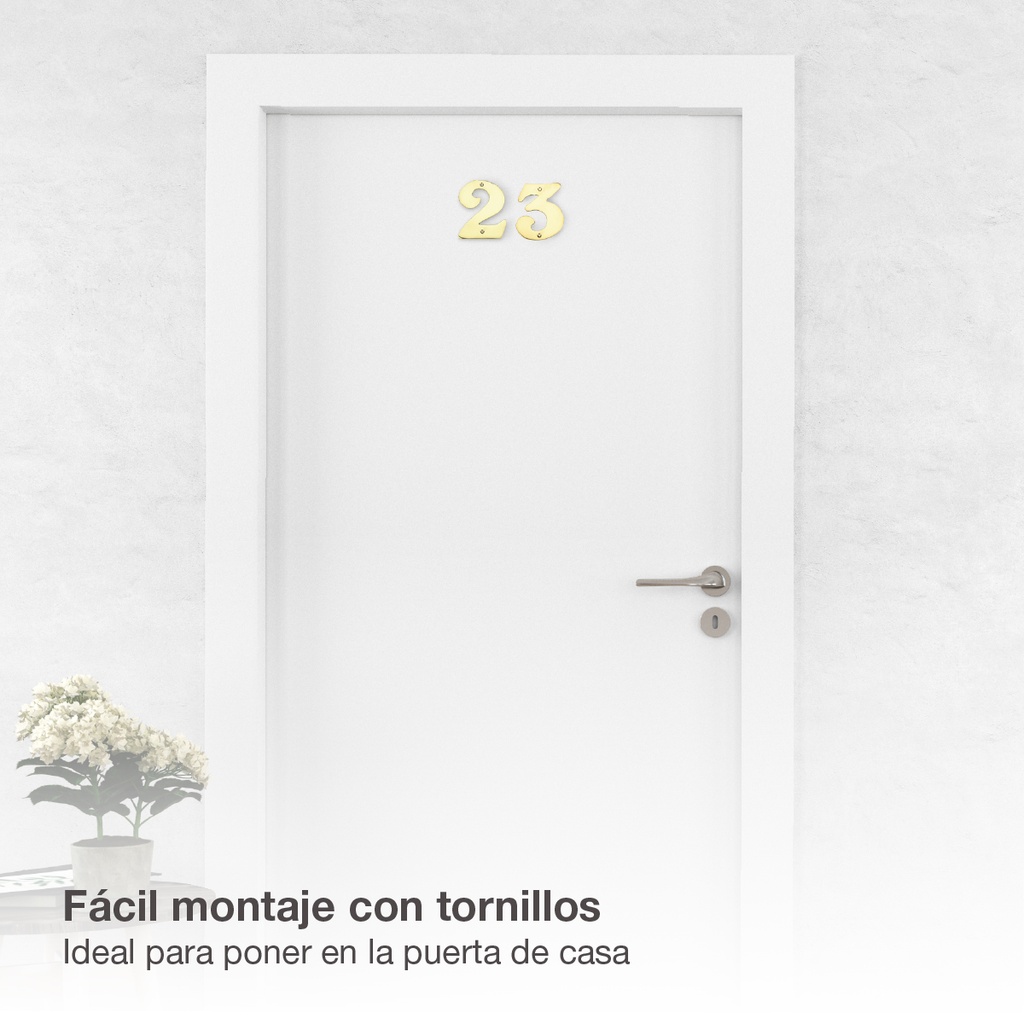 Número puerta 3 acero inoxidable con tornillo