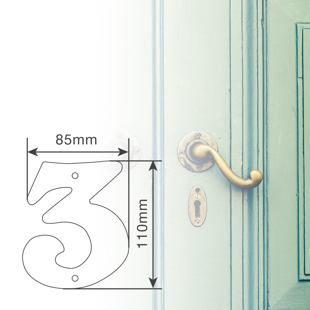 Número puerta 3 acero inoxidable con tornillo