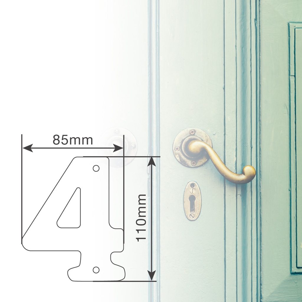 Número puerta 4 acero inoxidable con tornillo