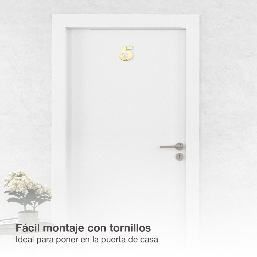 Número puerta 5 acero inoxidable con tornillo