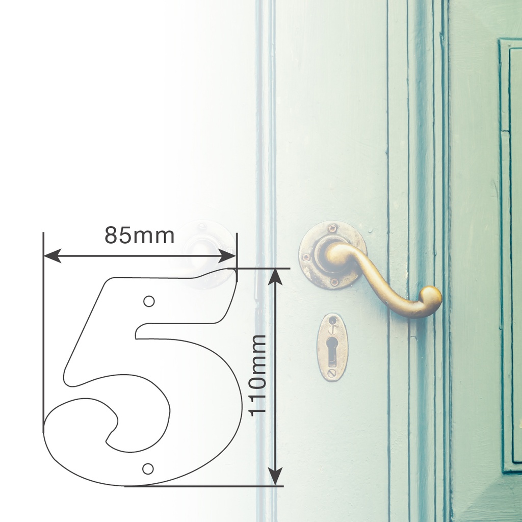 Número puerta 5 acero inoxidable con tornillo