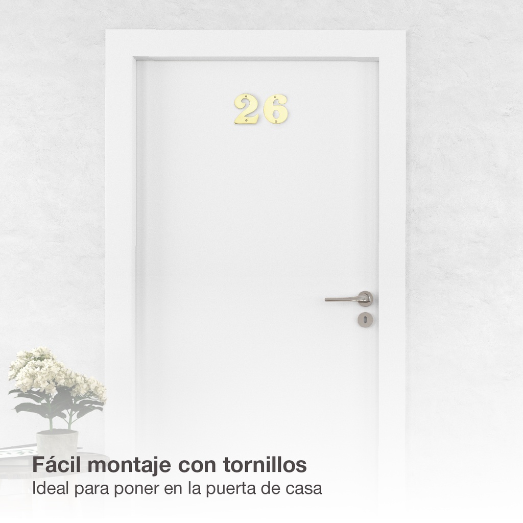 Número puerta 6 acero inoxidable con tornillo