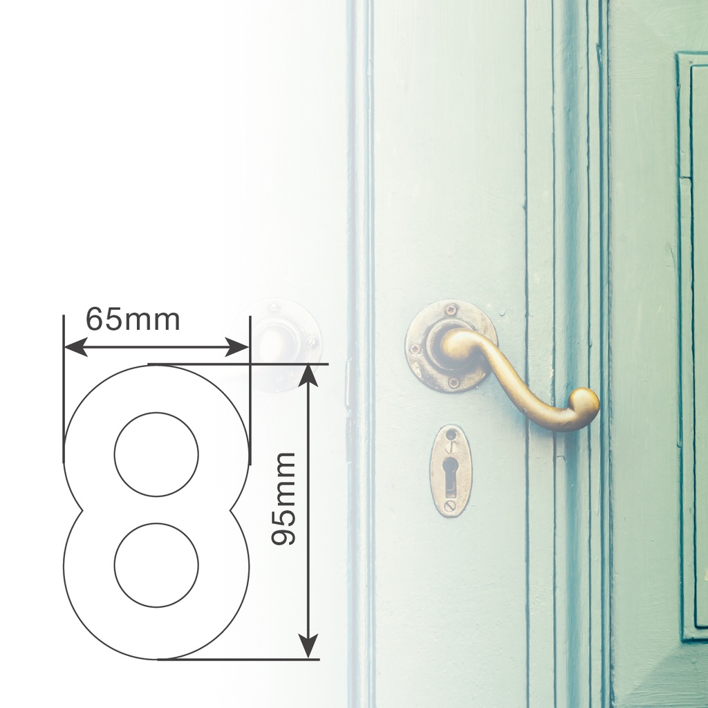 Número puerta 8 acero inoxidable con adhesivo