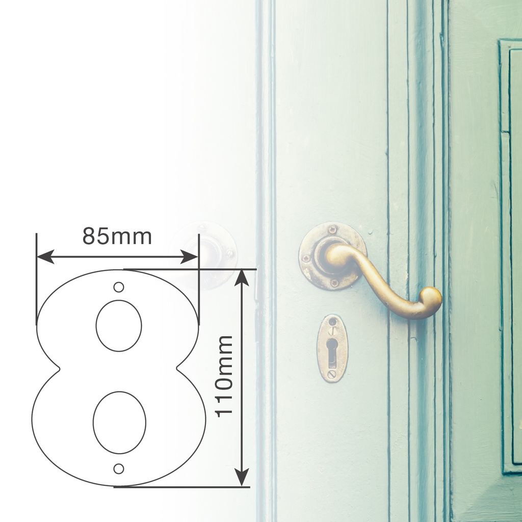 Número puerta 8 acero inoxidable con tornillo