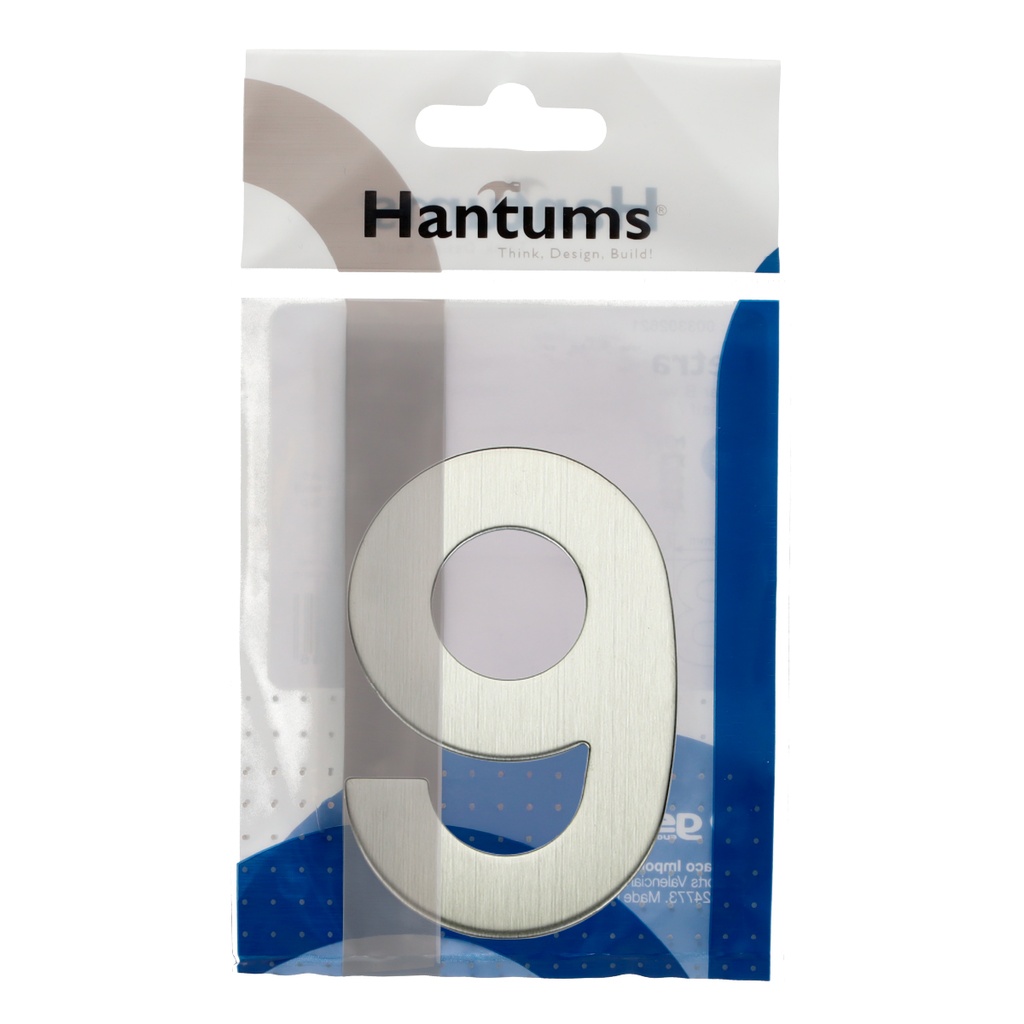 Número puerta 9 acero inoxidable con adhesivo