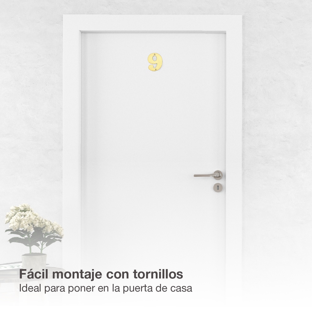Número puerta 9 acero inoxidable con tornillo