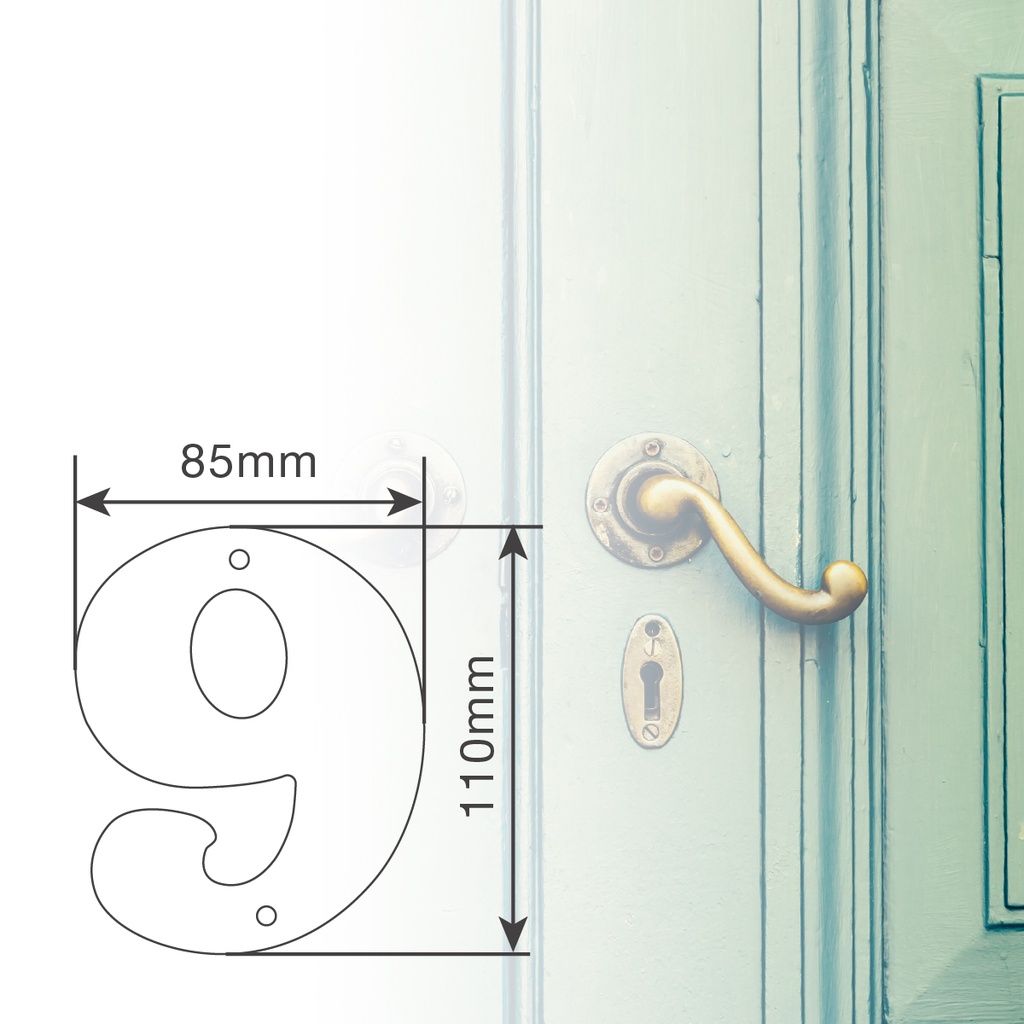 Número puerta 9 acero inoxidable con tornillo