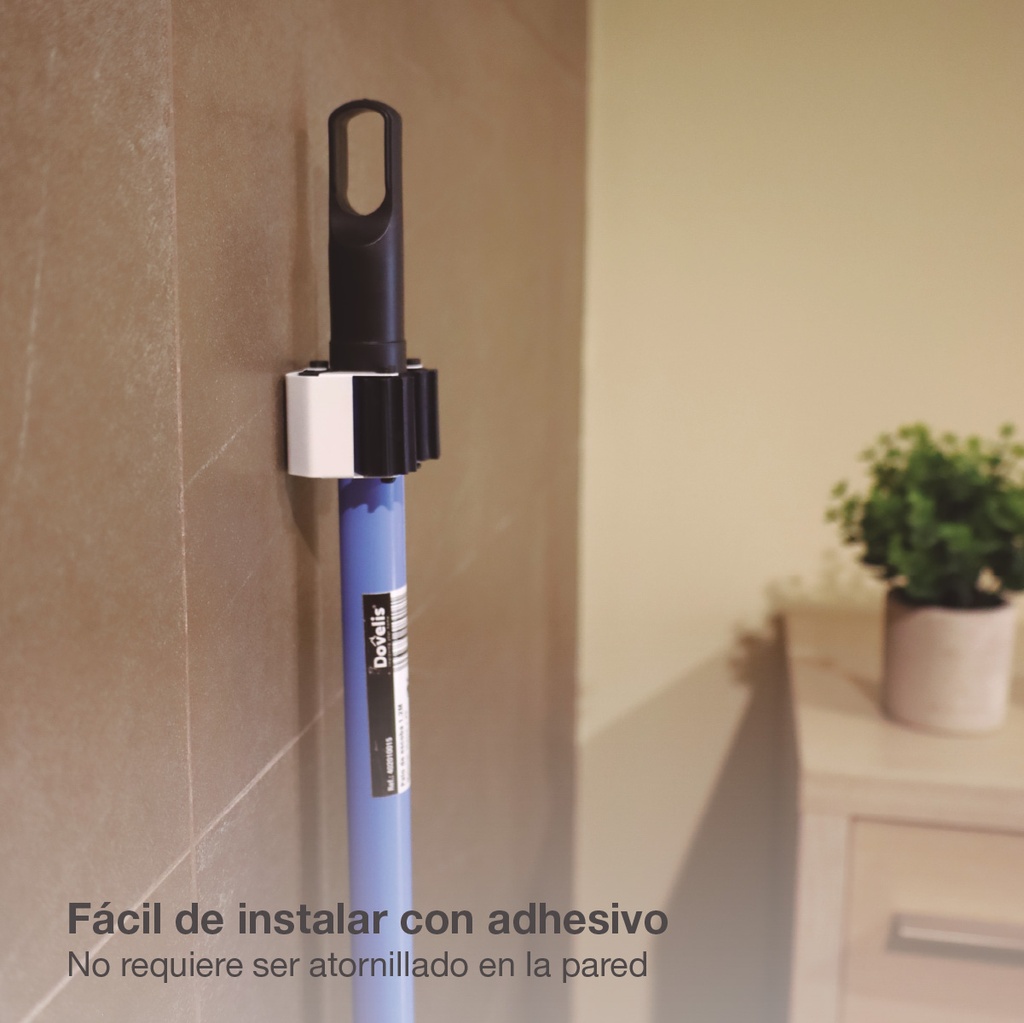 Sujetaescobas acero con rodillos goma - Blanco lacado