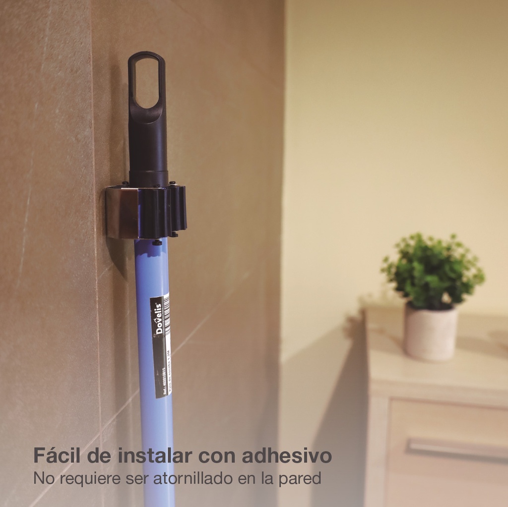 Sujetaescobas acero con rodillos goma - Cromado mate