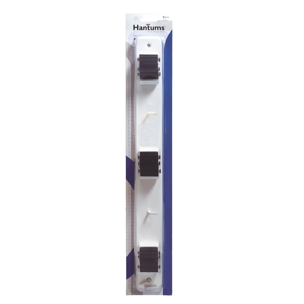 Sujetaescobas triple acero con rodillos goma - Bl.