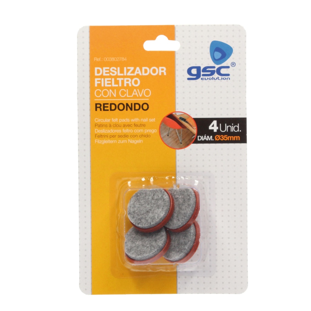 Set  4 fieltros redondos con clavo Ø35mm - Marron