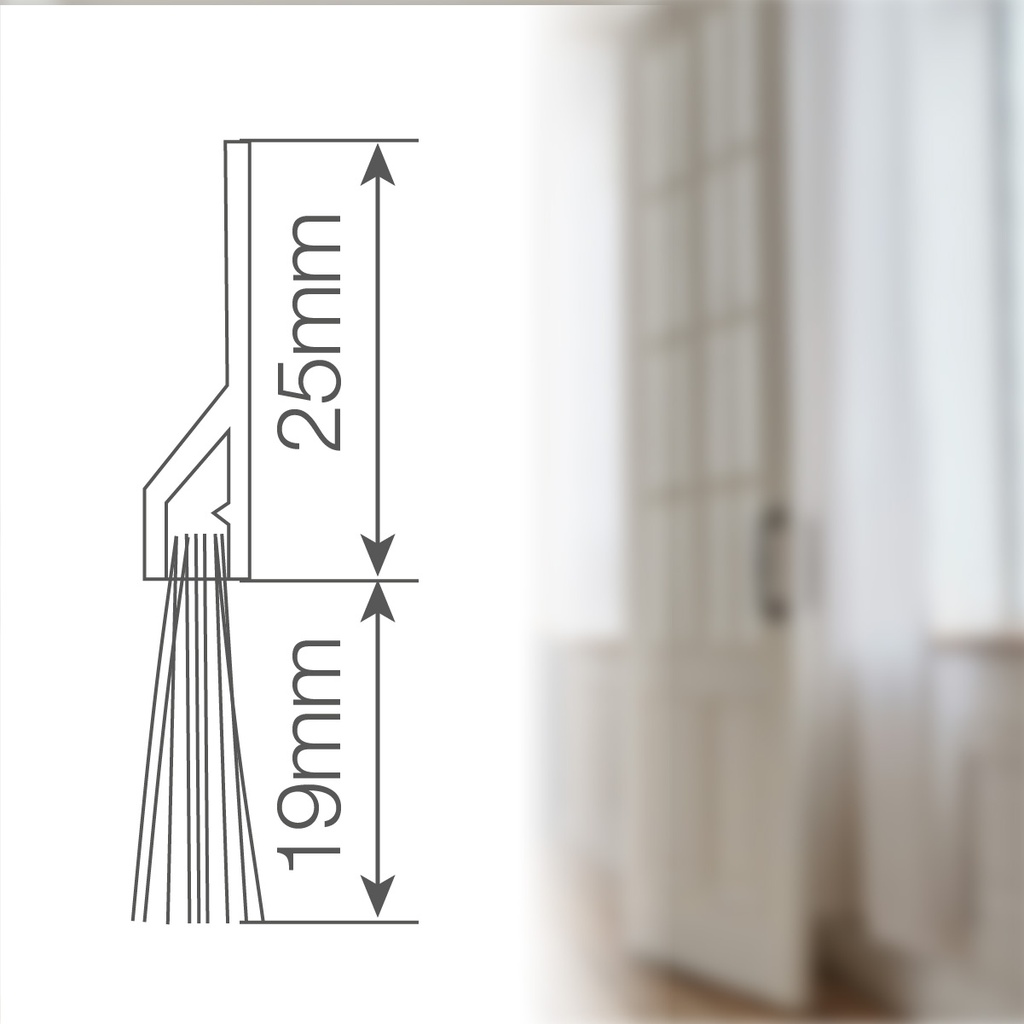 Burlete adhesivo PVC con flecos 1M - Blanco