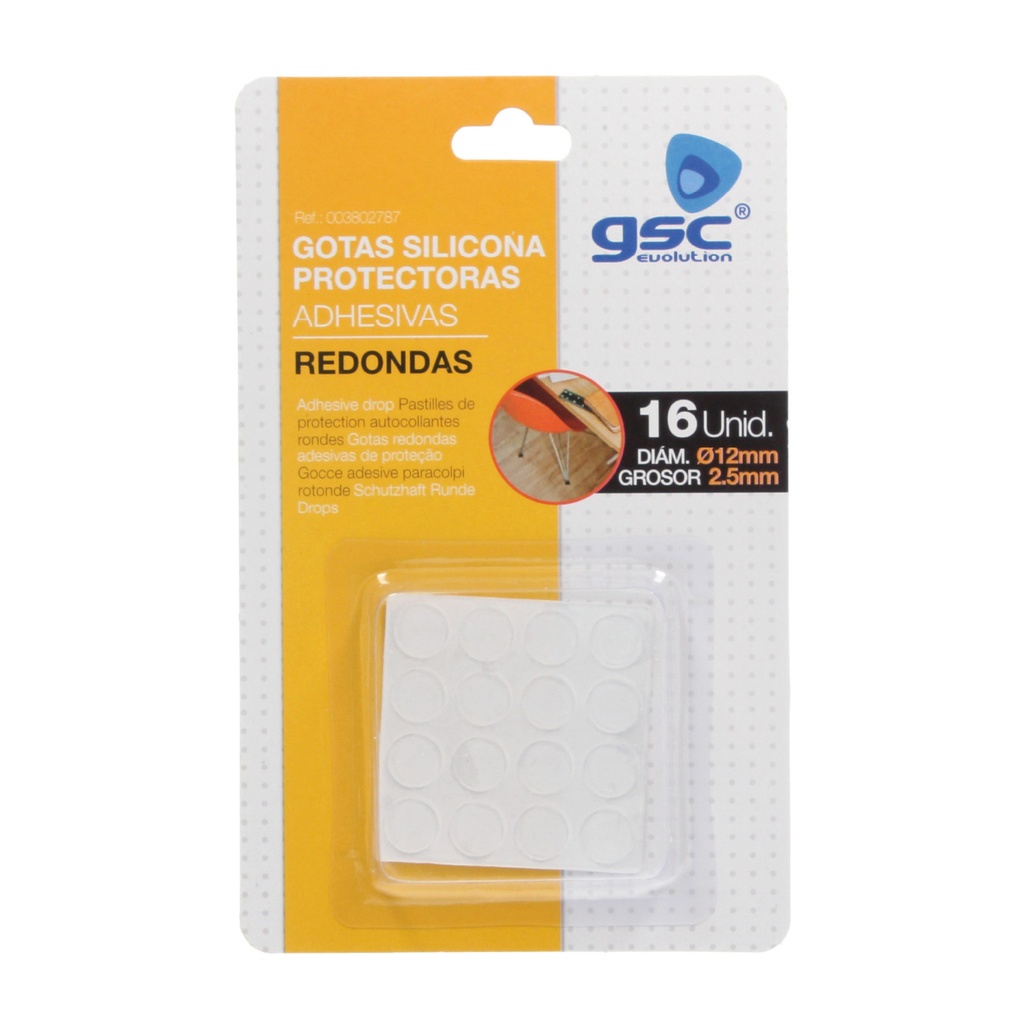 Pack 16 gotas protectoras adhesivas 2.5mm Ø12mm
