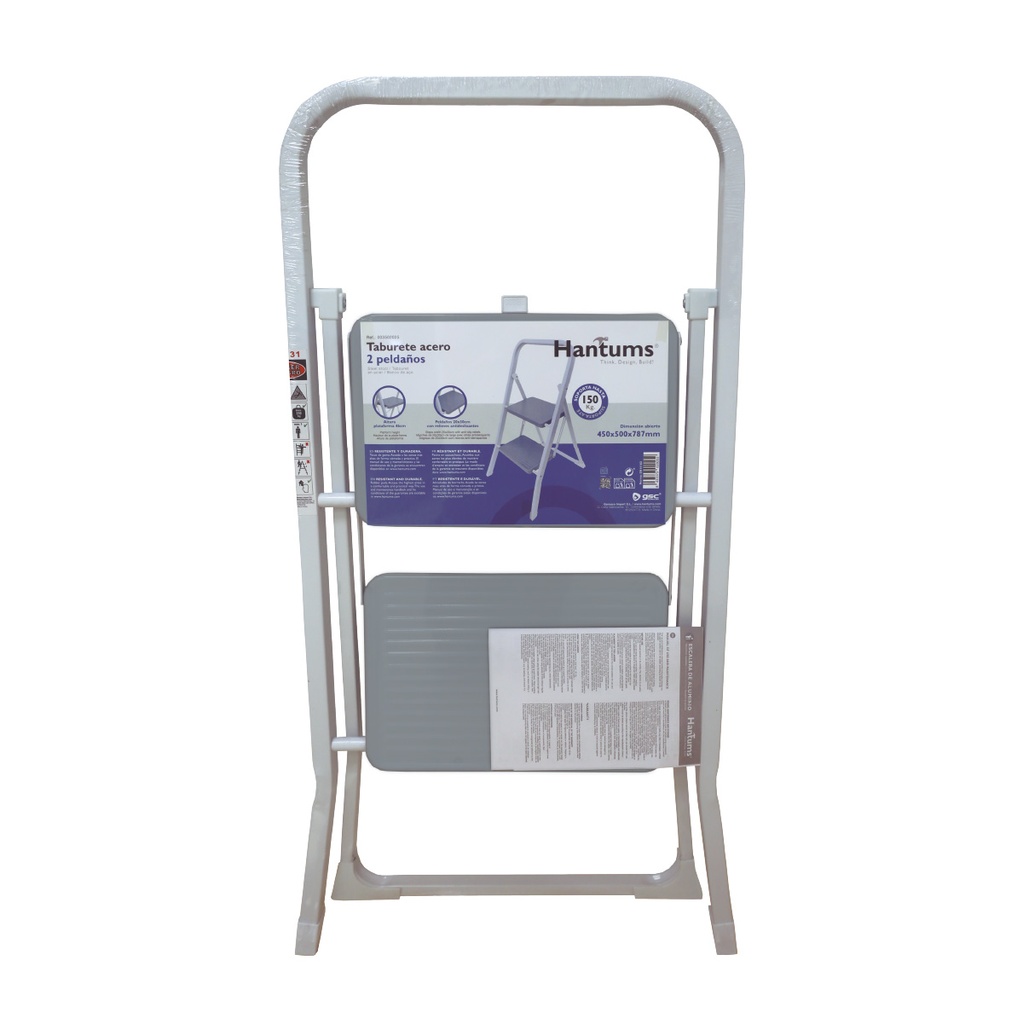 Taburete acero 2 peldaños Máx. 150KG