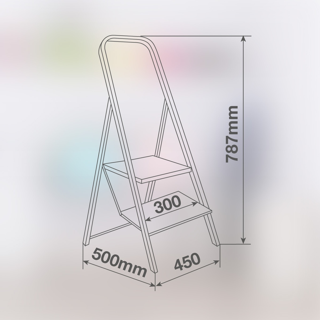 Taburete acero 2 peldaños Máx. 150KG