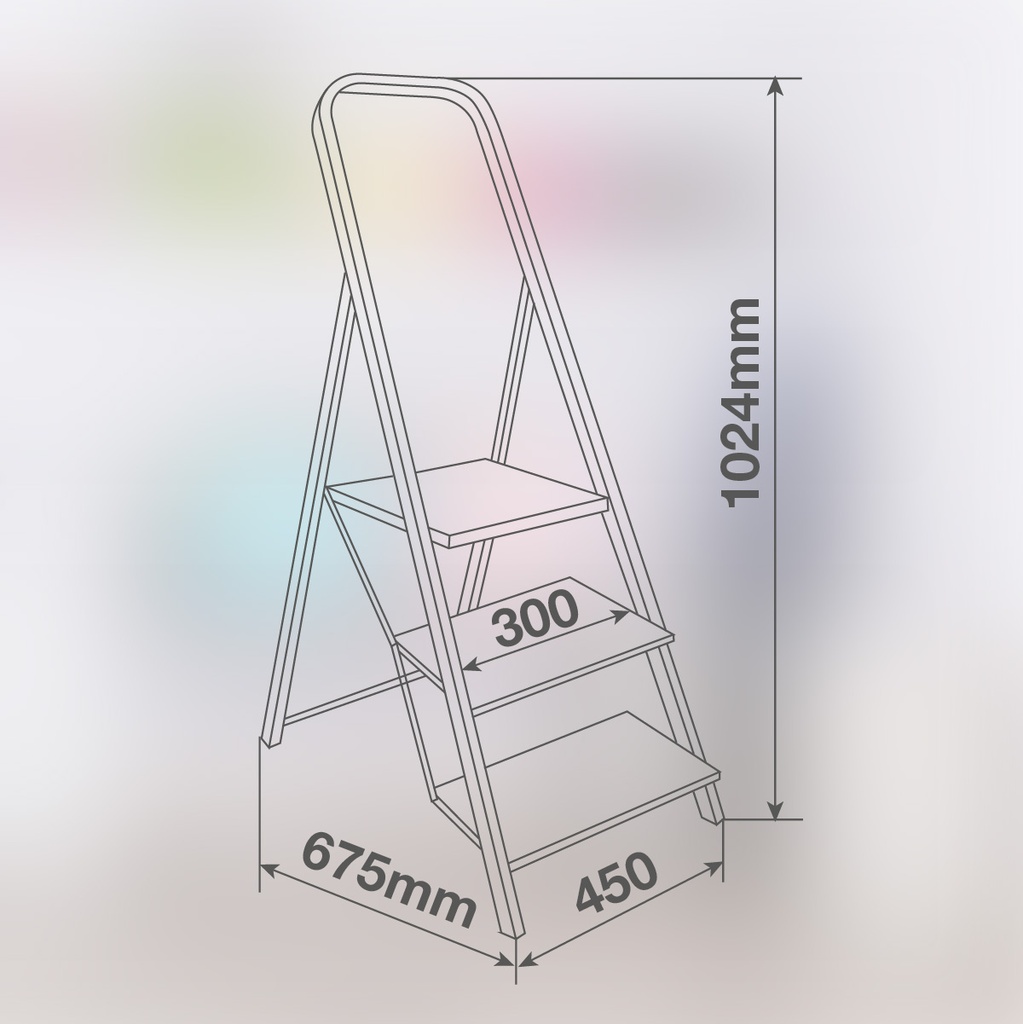 Taburete acero 3 peldaños Máx. 150KG