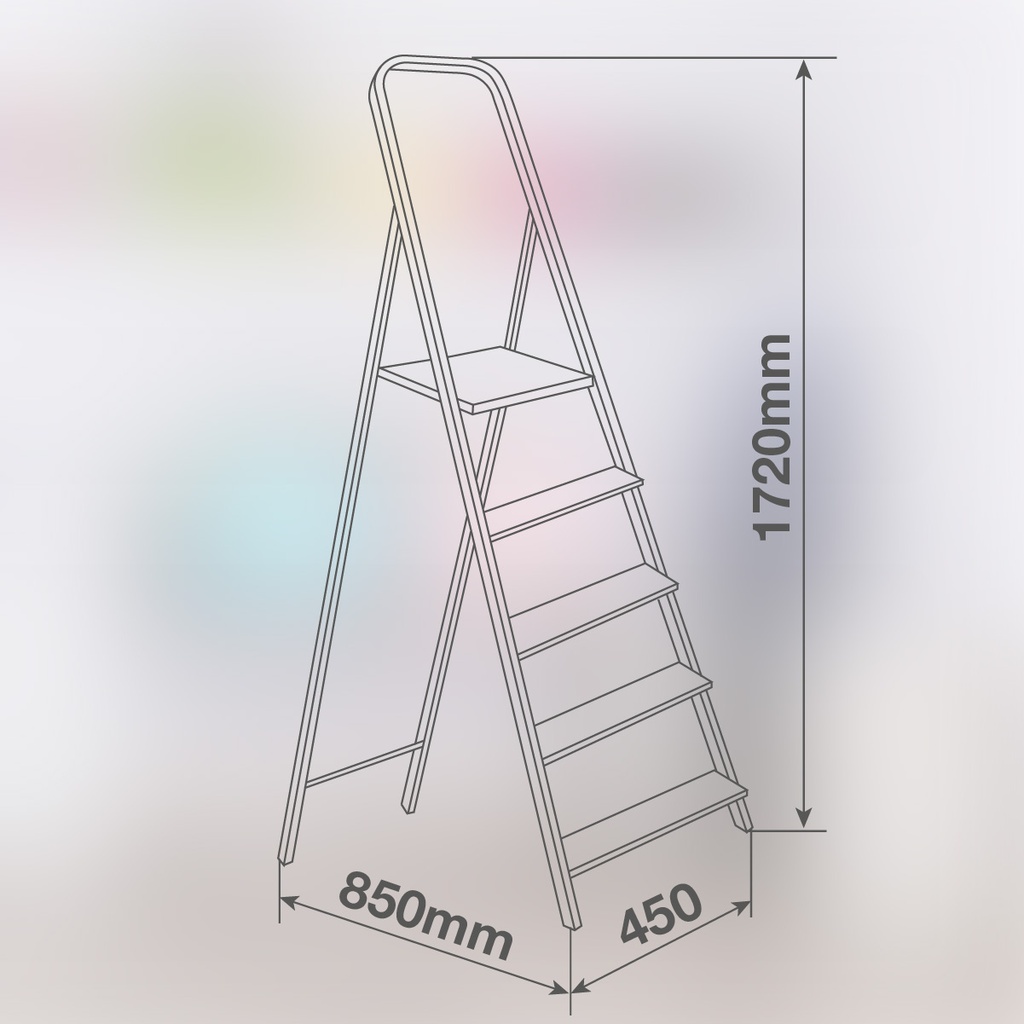 Escalera aluminio 5 peldaños Max. 150kg