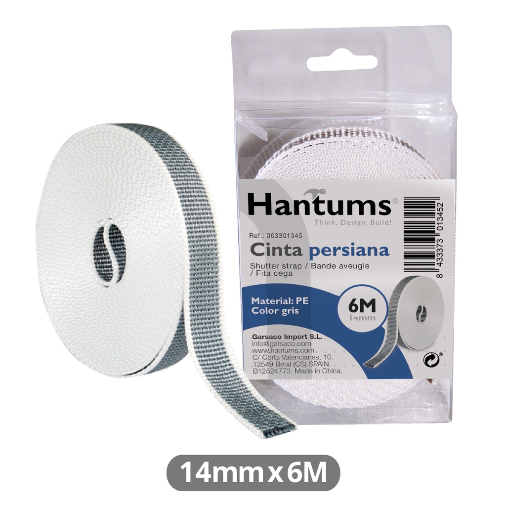 Cinta persiana 6M 14mm Gris