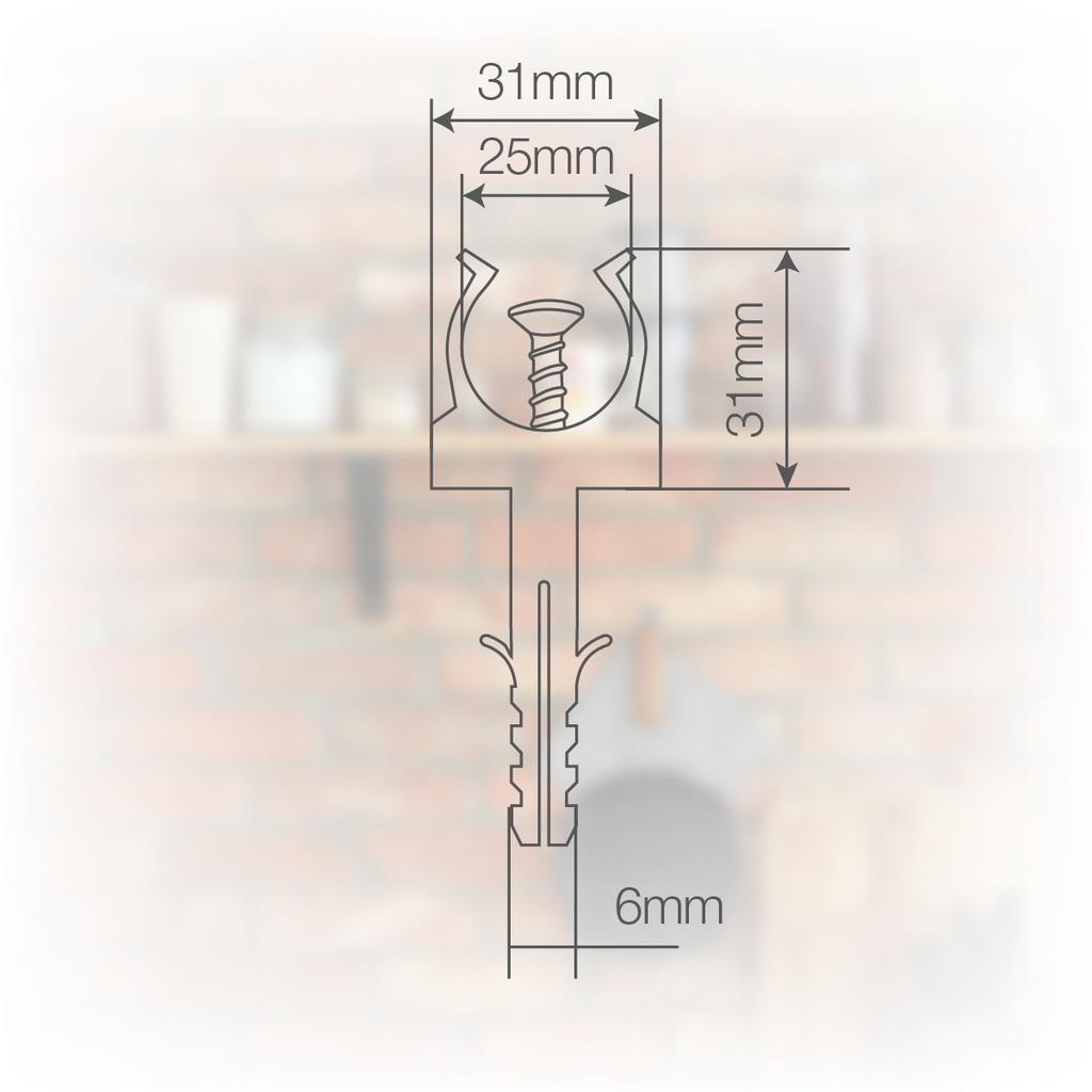 Pack 50u fijadores de tubo con taco Ø25mm