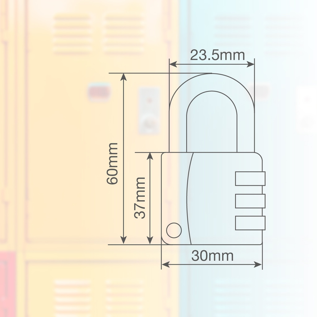 Candado de combinación de 3 números 30mm - 10u caja exp