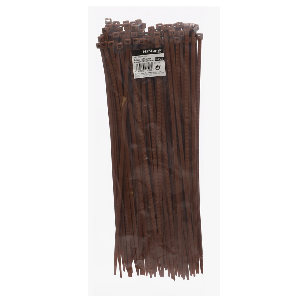 Bolsa 100u bridas 100% nylon 300x4.8mm Marrón