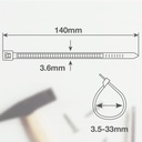 Bolsa 25u bridas 100% nylon 140x3.6mm Natural