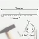 Bolsa 100u bridas 100% nylon 370x7.6mm Natural