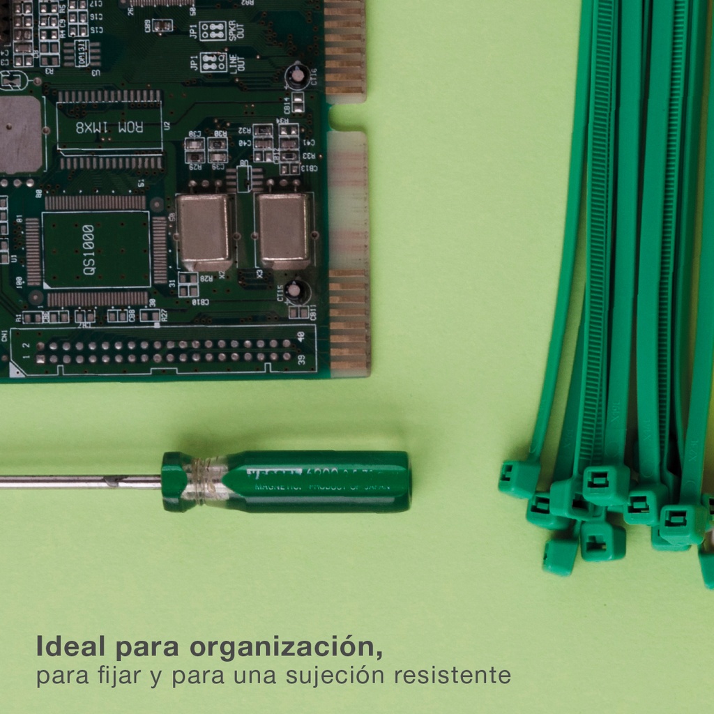 Bolsa 25u bridas 100% nylon 200x4.8mm Verde